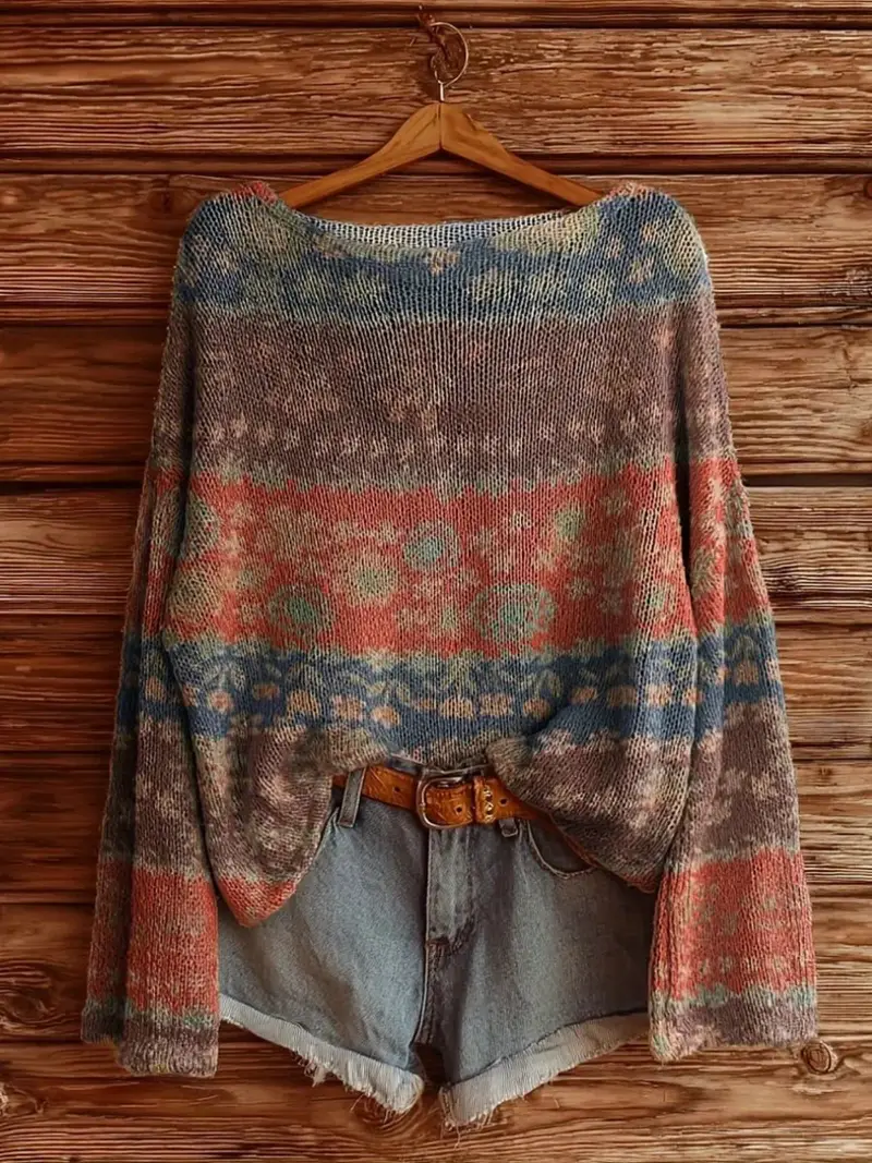 Oversized Loose Long Sleeve Pullover Women's Comfortable Sweater, Casual Long Sleeve Sweater