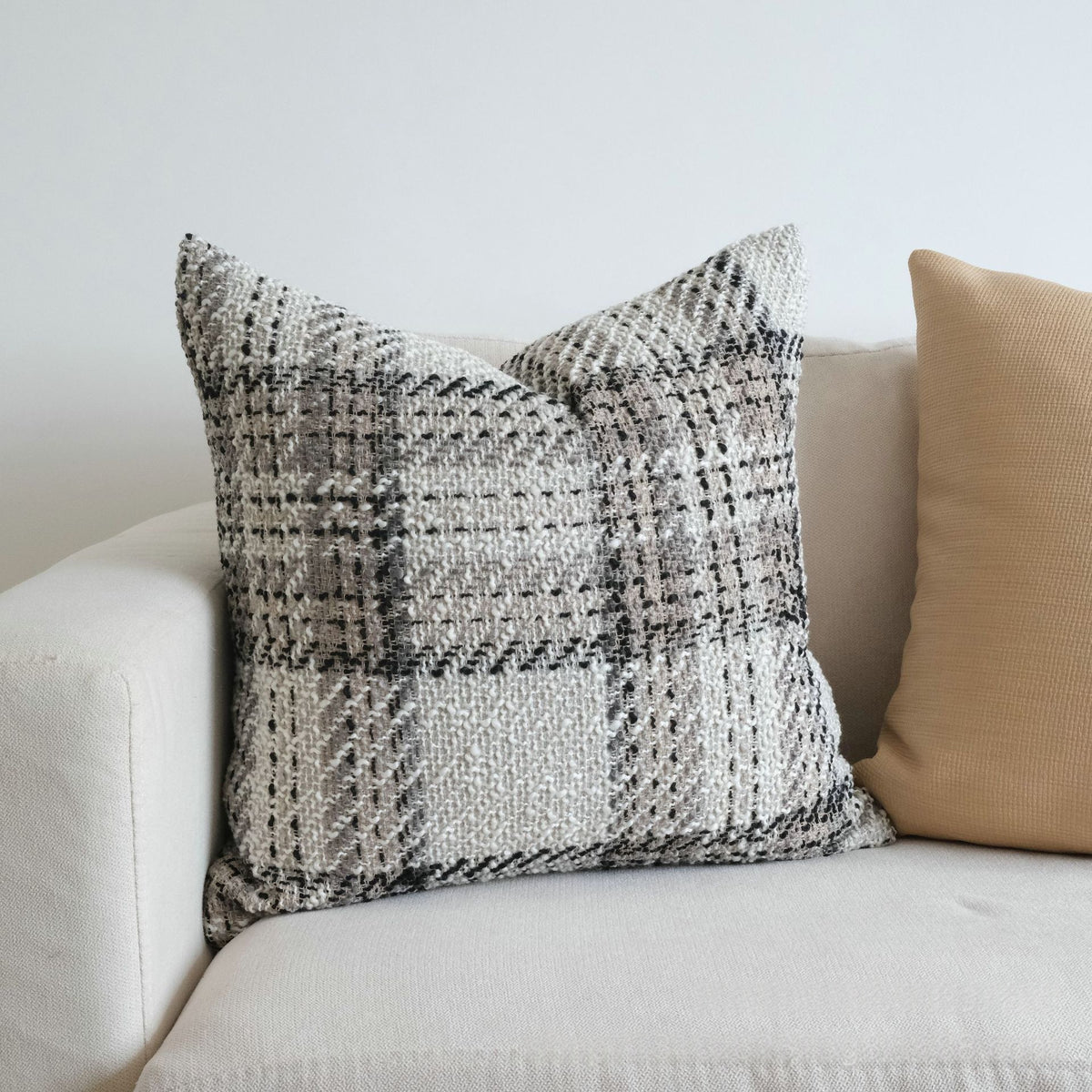 Chunky Knit Plaid Throw Pillow Cover - Cozy Textured Cushion Case