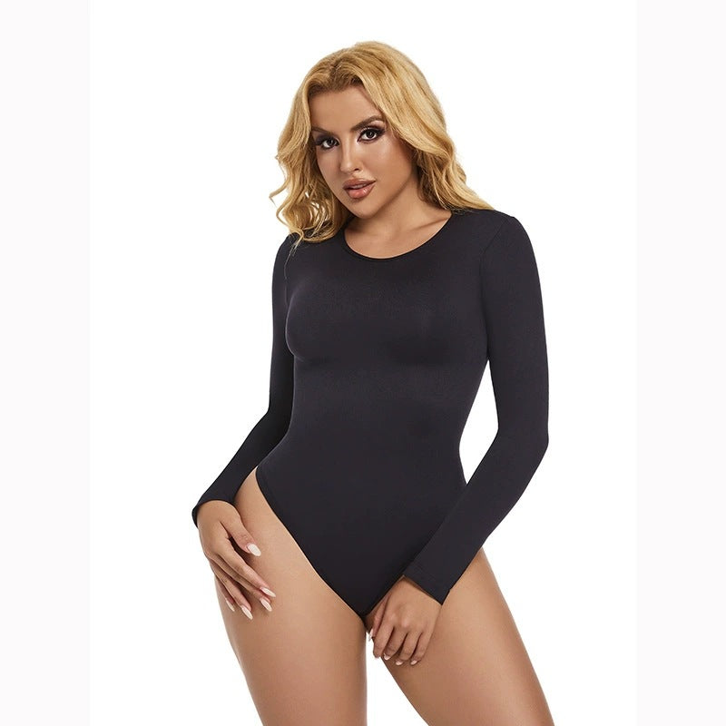 Seamless Tummy Control Long Sleeve Thong Bodysuit