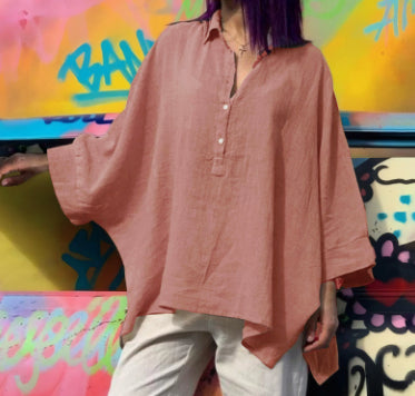 Batwing Clothes Loose Cotton And Linen Tops