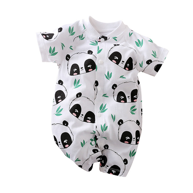 Summer Baby Short Sleeve Cotton Cartoon Jumpsuit