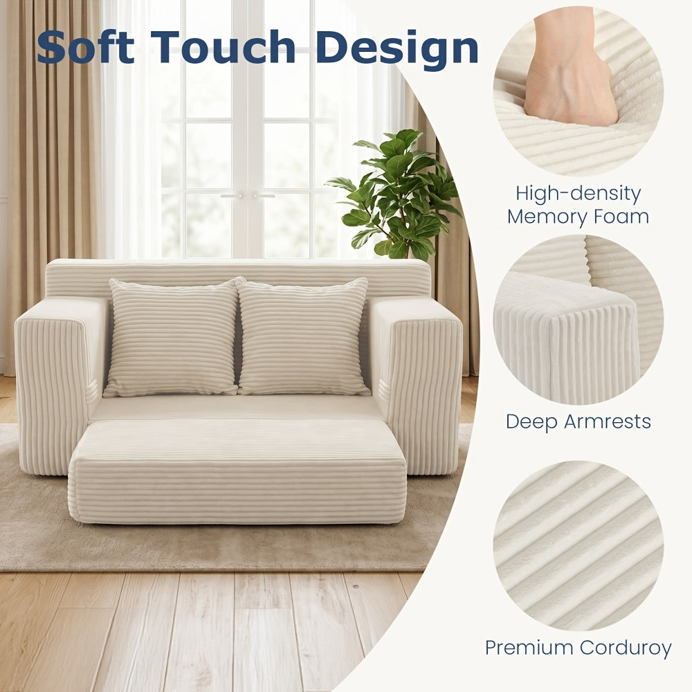 Left chaise L-shaped sectional sofa with memory foam cushions and corduroy upholstery