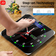 Flat Tempered Glass Digital Bathroom Scale – LED Display, Minimalist Modern Design