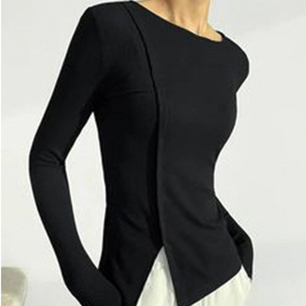 Women's Stylish Split Hem Tight Autumn Sweater