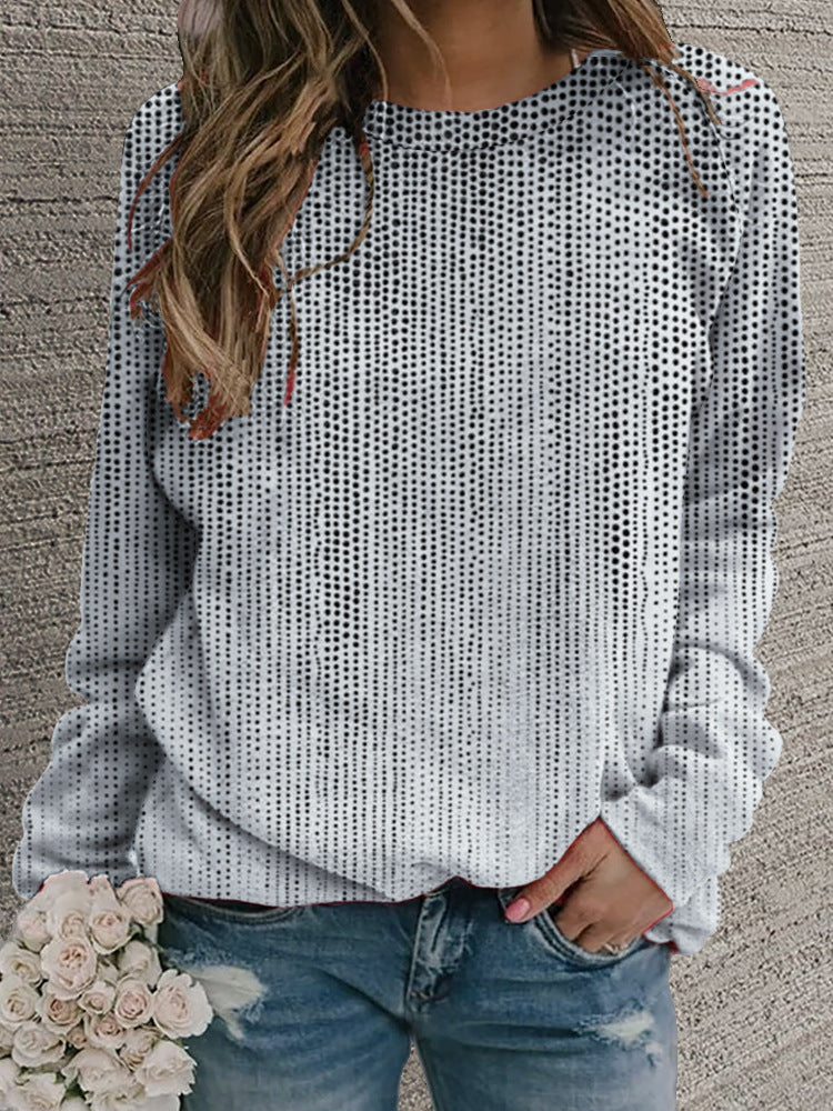 Women's Retro Floral Round Neck Casual Sweater