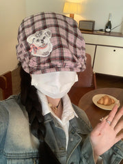 Pink Plaid Sun Hat for Women