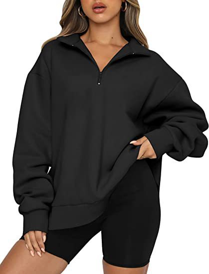Women's Casual Zip Turndown Collar Sweatshirt