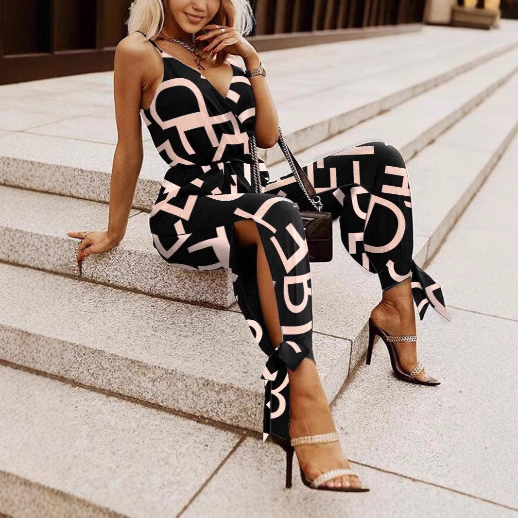 Women's Trendy Printed Strap Jumpsuit Romper