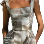 Chic Striped Linen Wide-Leg Jumpsuit