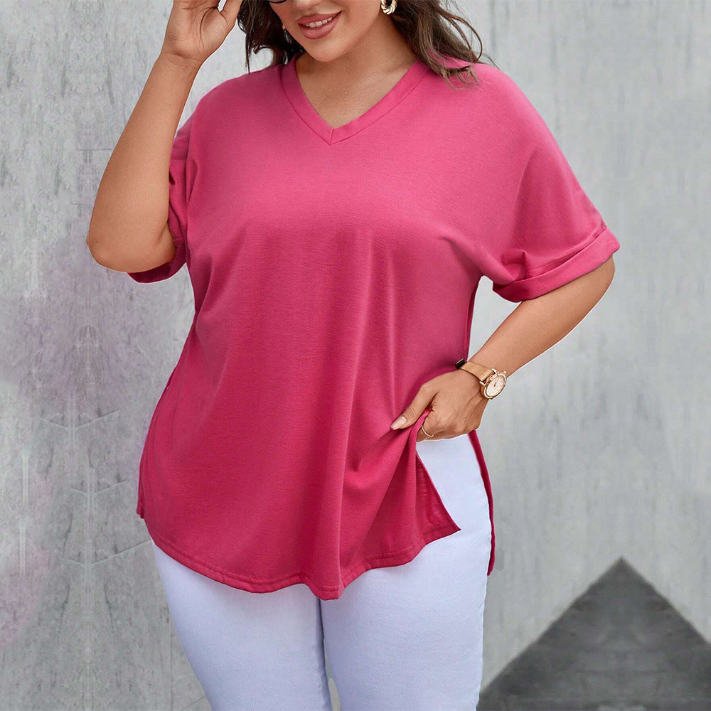 Women's V-Neck Loose Short Sleeve T-Shirt – Comfortable & Chic