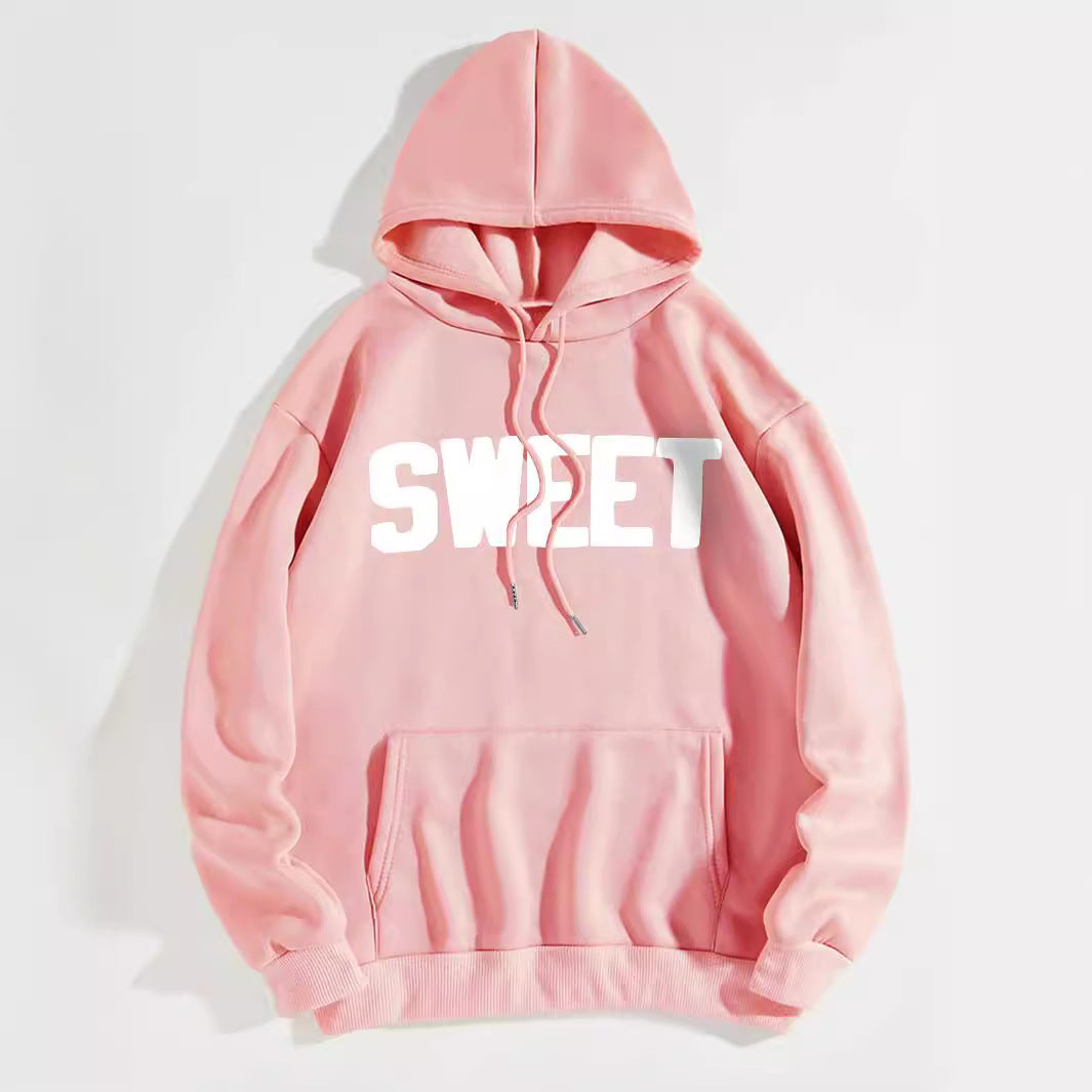 Cozy Letter Print Kangaroo Pocket Drawstring Hoodie