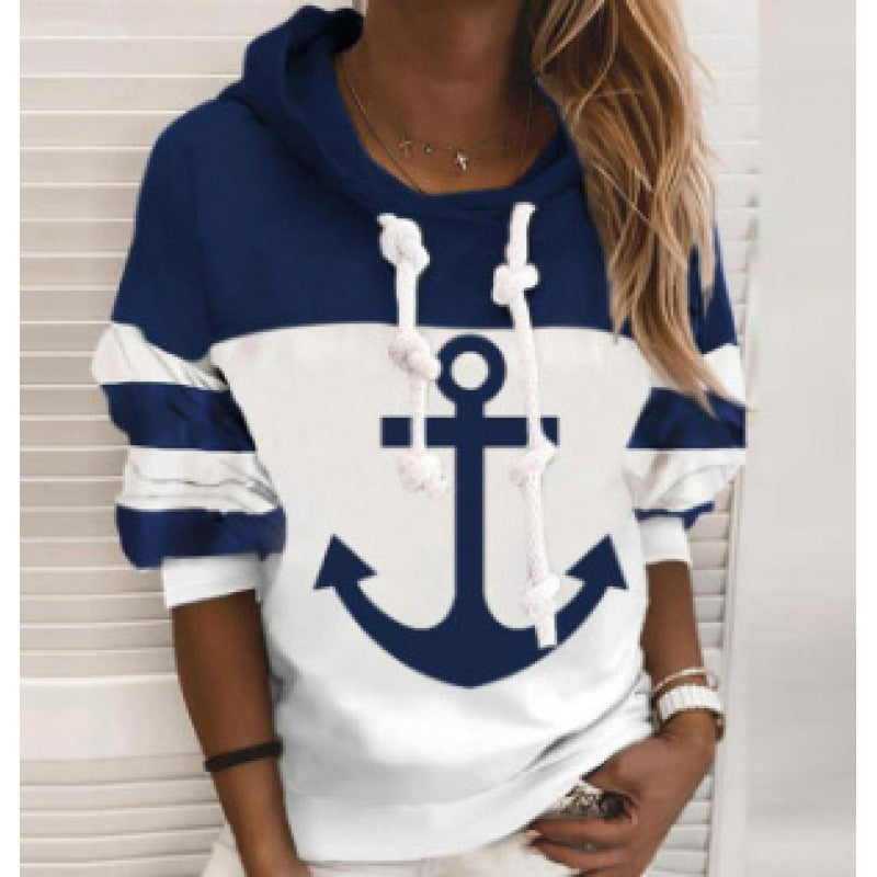 Women's Geometric Print Slim Fit Pullover Hoodie