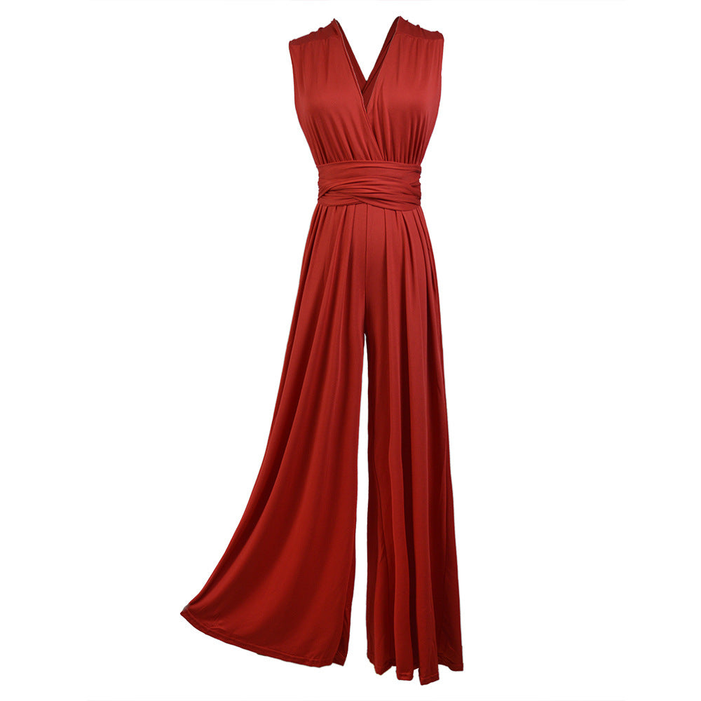 Women's Cross Bandage Stretchy Jumpsuit