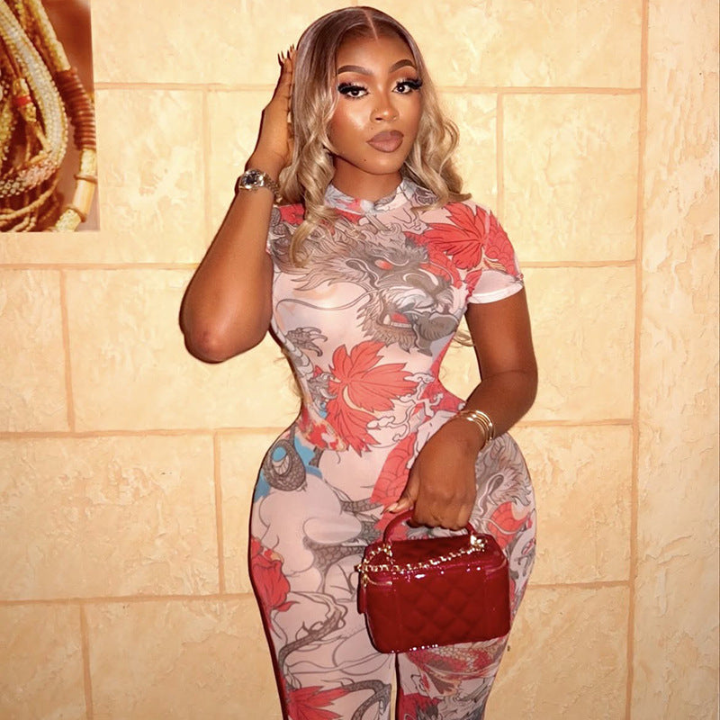 Floral Print Sleeveless Streetwear Jumpsuit