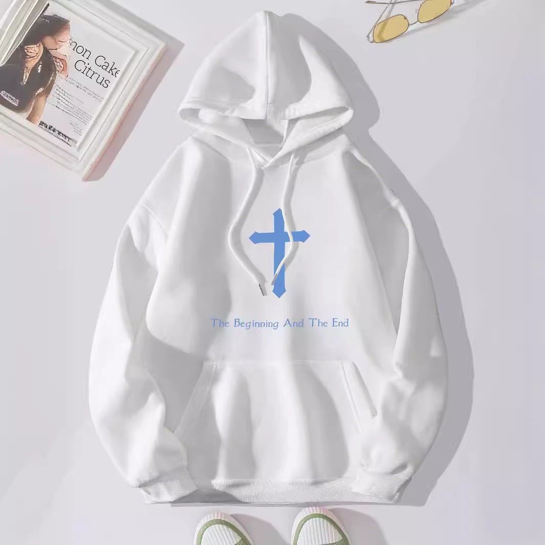 Cozy Jesus Letter Print Brushed Hoodie for Women
