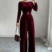 Women's Velvet Christmas Bodycon Jumpsuit with Long Sleeves