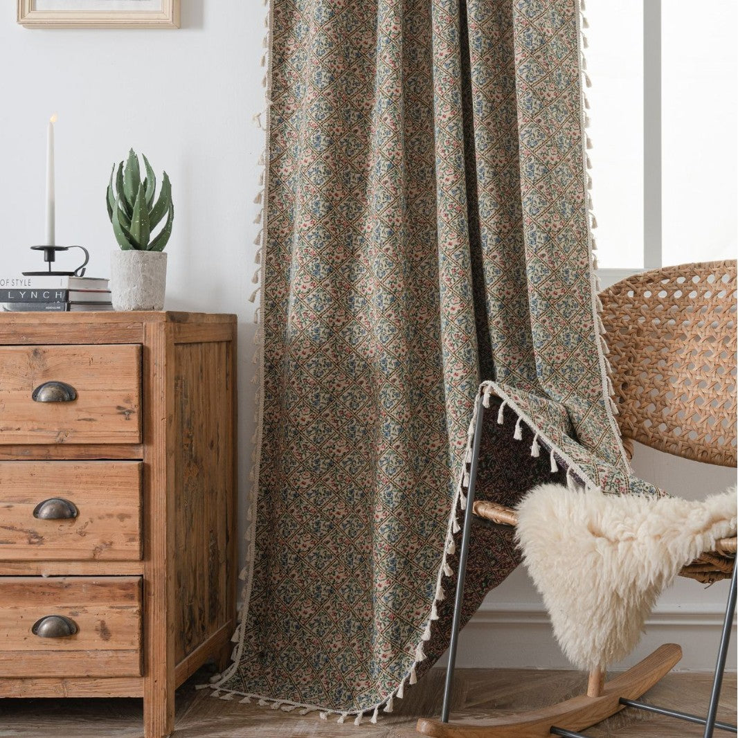 Jacquard Bouquet Tassel Curtain
