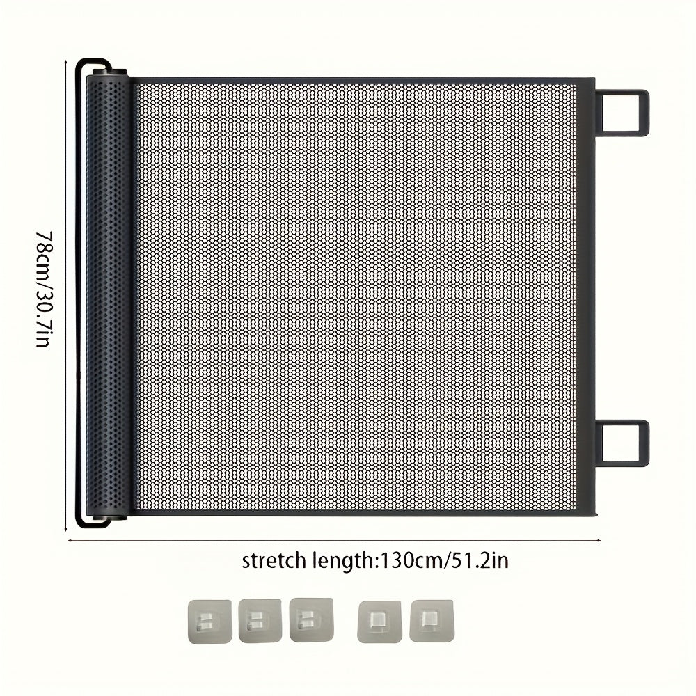 1 Easy-To-Install No-Drill Retractable Fence - Portable Cat & Dog Safety Barrier For Small Animals, Indoor/Outdoor Use, Garden Protection Screen With Simple Mesh Design, Sturdy Frame Structure, Lig...