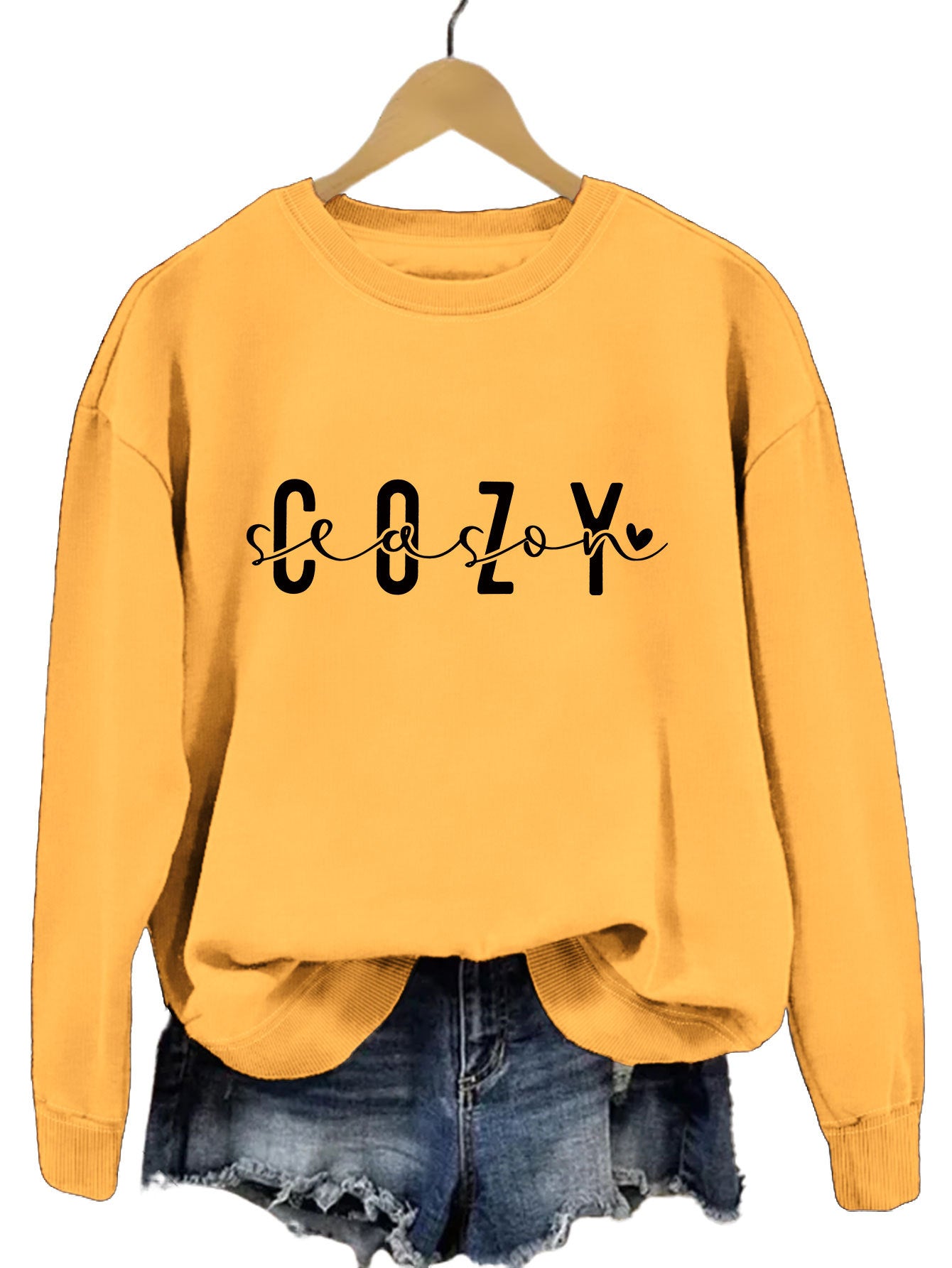 Cozy Autumn Crew Neck Print Pullover Sweater
