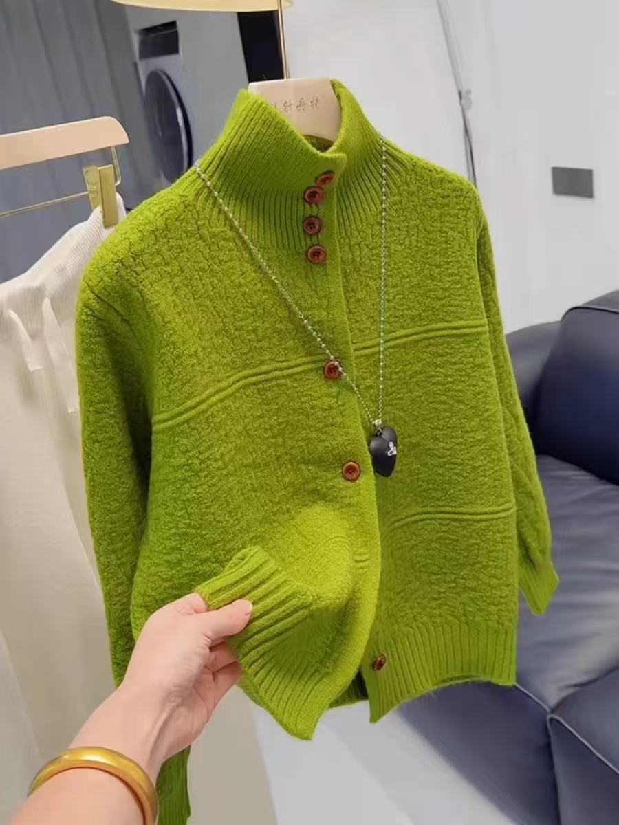 New Autumn Winter Merino Wool Knitted Sweater Coat