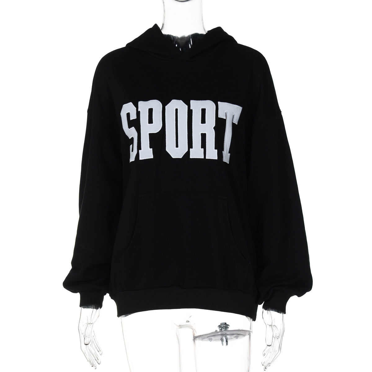 Women's Letter Embroidered Hooded Pullover Sweater