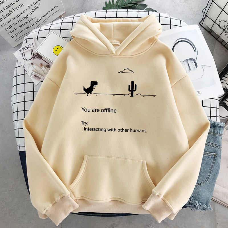 Retro Dinosaur Print Casual Women's Pullover Sweater