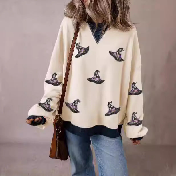 Casual Printed Long Sleeve Pullover Sweatshirt