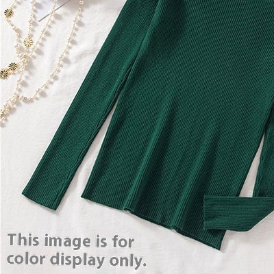 Petal Collar Knitted Off-shoulder Inner Bottoming Sweater