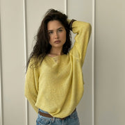 V-neck Long Sleeve Thin Loose Top Elegant Atmosphere Blouse