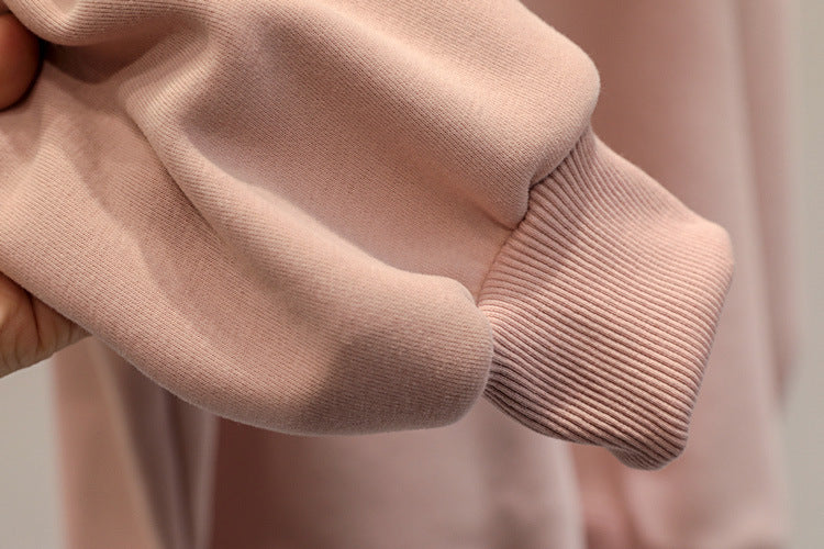 Women's Fleece-Lined Thick Lazy Round Neck Loose Sweatshirt