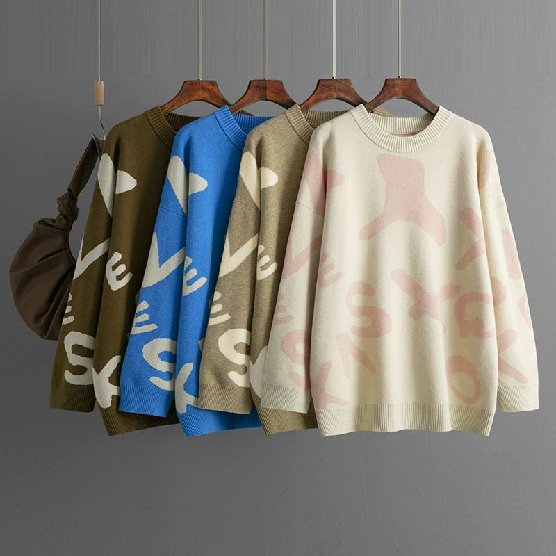 Women's Mid-length Knitted Jacquard Sweater