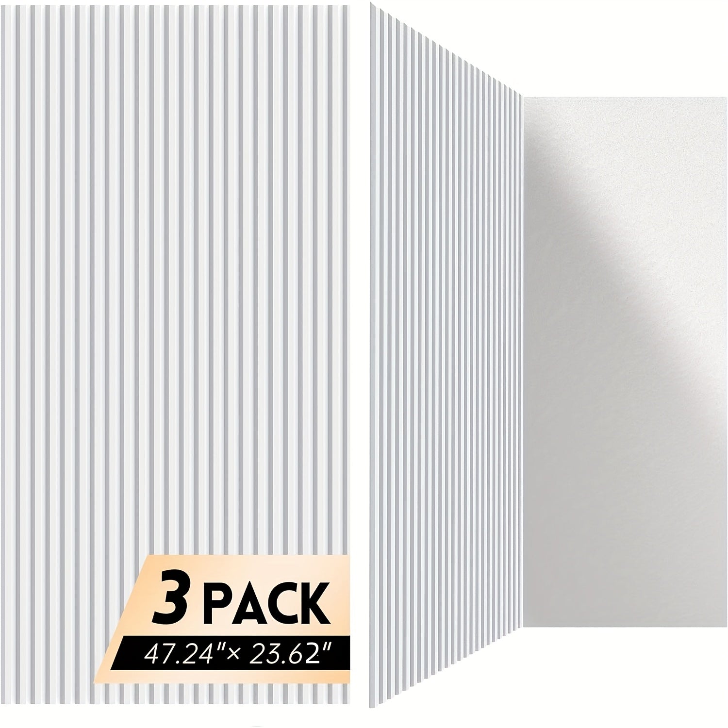 3‑Piece Large Acoustic Foam Wall Panels – 47.25" x 23.65" x 0.35" each – Decorative Sound‑Absorbing Panels for Home Studio or Office