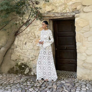 Womens Sexy Hollowed-out Slim-fit Long-sleeve Dress