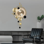 Motion Sensor Backlit Wall Clock For Living Room, Large Metal Golden Wall Clocks 30.7* 17.7 Inch Modern LED Silent Decorative Clock For Bedroom Kitchen