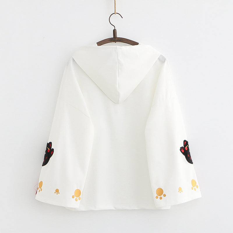 Japanese Preppy Cartoon Embroidered Loose Cotton Sweater