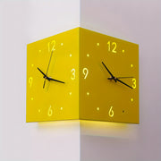 1pc 10inch Backlit LED Wall Clock Corner Clock W/ Voice Sensor, Voice Activation To Lit, 2-sided Wall Clock For Bedroom For Living Room, Christmas Gift, Holiday Gift -Yellow/White
