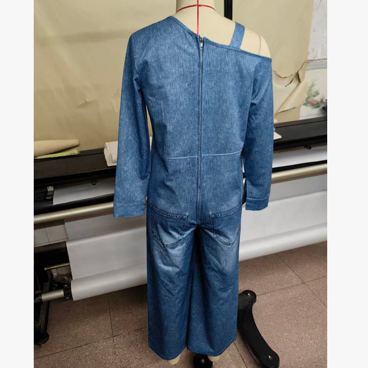Cowboy One Neck Zipper Pocket Jumpsuit