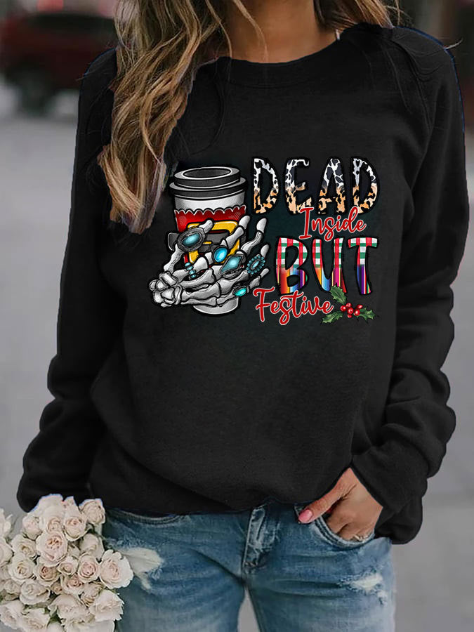 Cozy Pumpkin Print Long Sleeve Women's Sweater