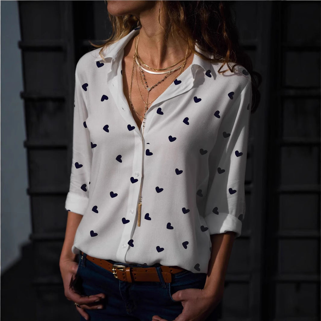 Fashion Digital Printing Long-sleeved Shirt Love