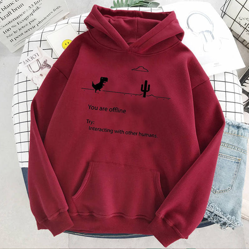 Retro Dinosaur Print Casual Women's Pullover Sweater