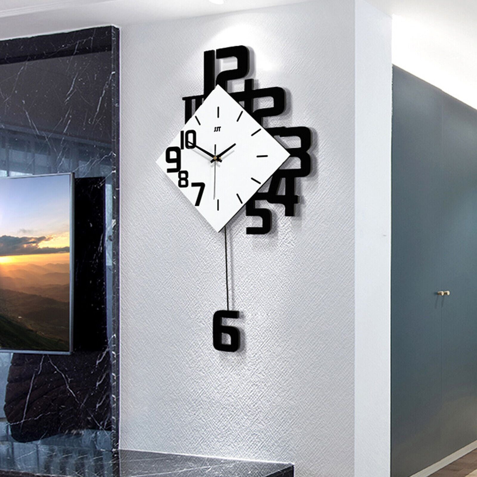 Swing Wall Watch Clock Quartz Silent Pendulum Hanging Clock Art Decoration Home Office 34*63cm/13. 38*24. 8in