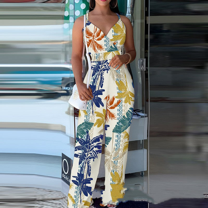Women's Chic Printed Sleeveless Romper Jumpsuit