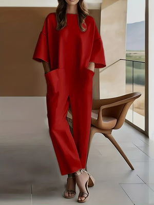 Women's Casual Wide-Leg Pocket Jumpsuit