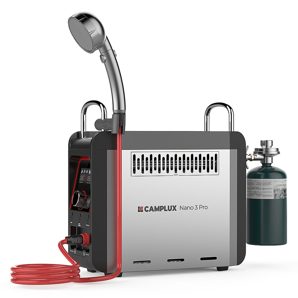 Portable Propane Water Heater with Pump and Instant Hot Shower – Nano 3 Pro, Lightweight Outdoor System for RV Camping (1 lb Gas Included)