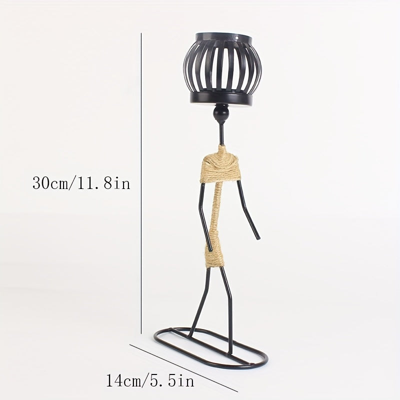 1pc Metal Shaped Candle Holder With A Lady Character Design, Christmas Decoration, Christmas Candle Holder