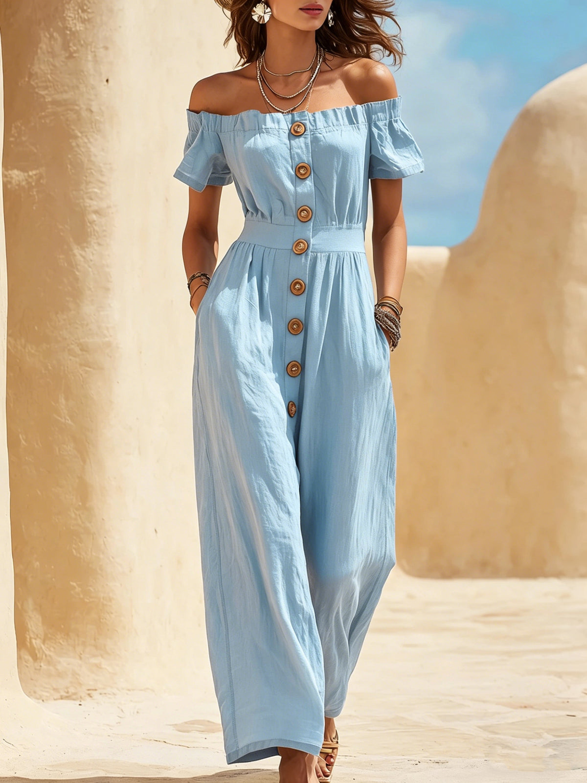 Chic Short-Sleeve Wide-Leg Jumpsuit