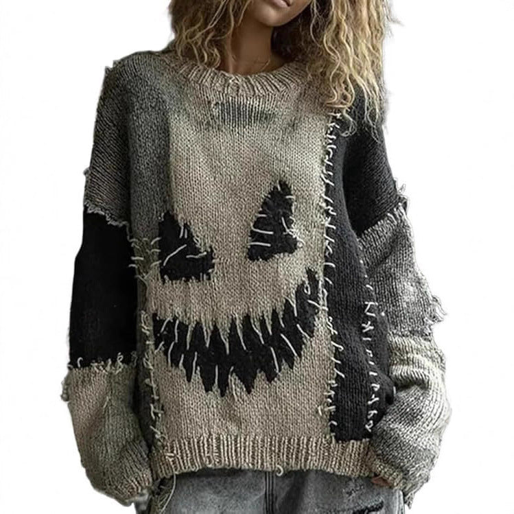 Loose Top Casual Drop Shoulder Round Neck Women's Clothing