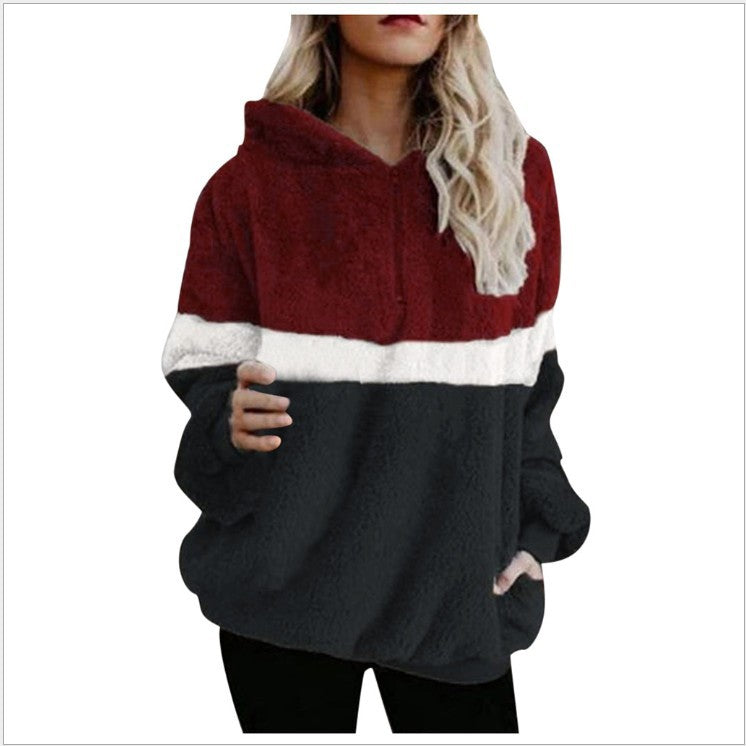 Colorblock Hooded Pocket Pullover Sweatshirt