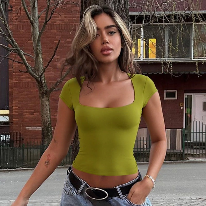 Slim-Fit Short-Sleeve Vest T-Shirt – Trendy, Form‑Shaping Top