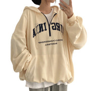 Casual Letter Print Hooded Pullover Sweatshirt